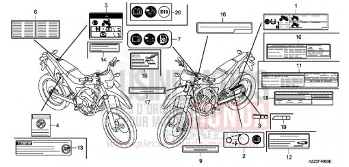 ETICHETTA DI AVVERTIMENTO CRF250LF di 2015